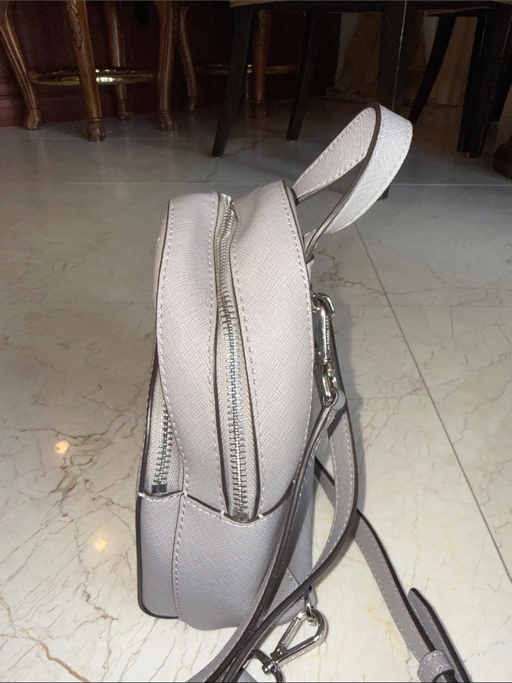 Michael Kors Light Gray Perforated Mini Backpack - Picture 6 of 8